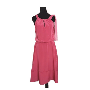 White House Black Market Coral Pink High Neck Keyhole Midi Dress Size 2